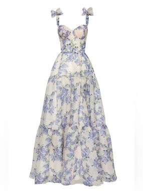 Mills Hydrangea Tender Floral Maxi Toe Strap Dress